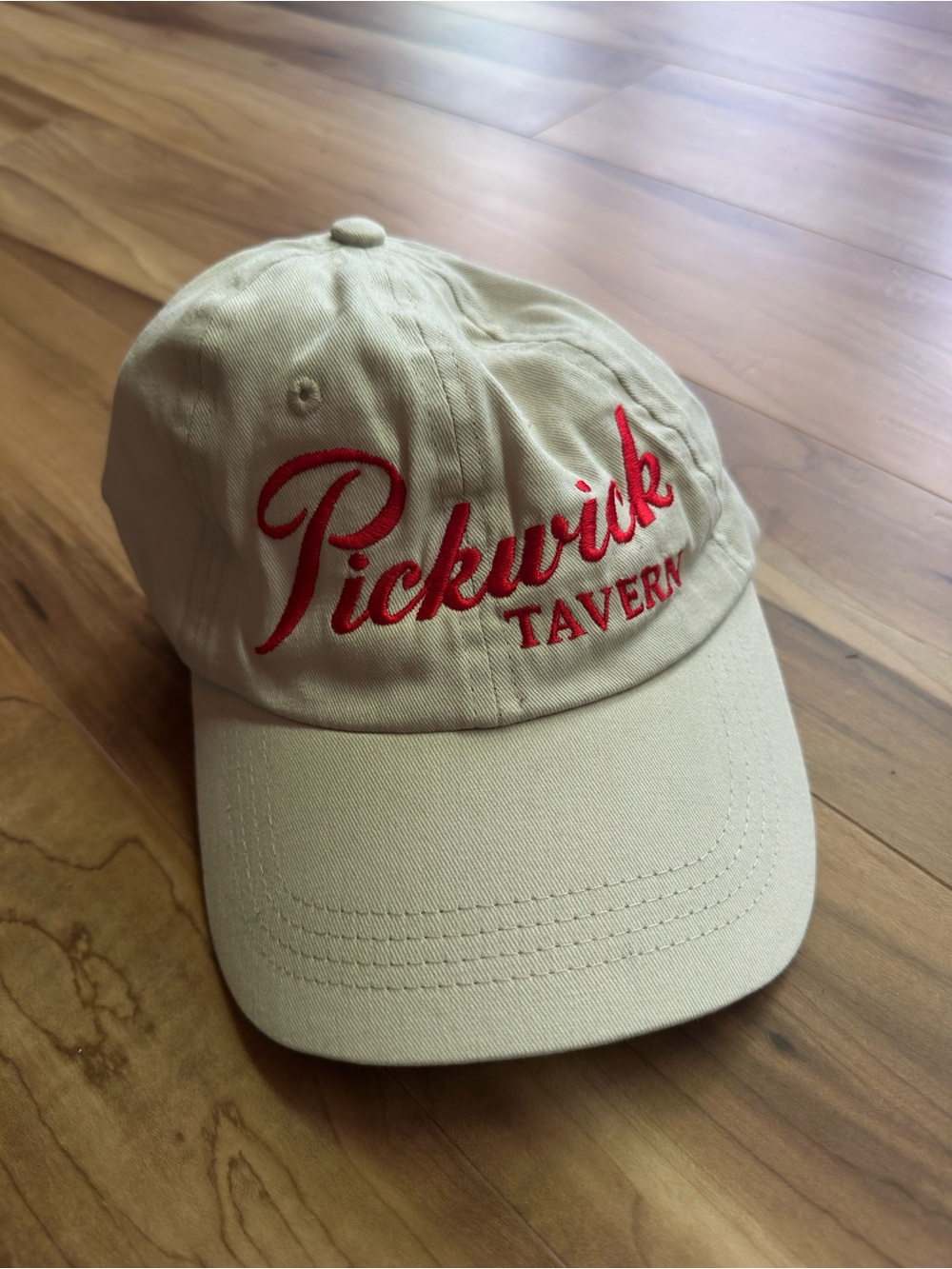VTG Beige Pickwick Tavern Baseball Cap with Red Embroidery Preppy
